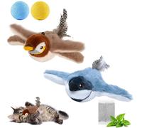 NNBWLMAEE Flapping Chirping Bird Cat Toy, Chirping Bird Cat Toy, Simulated Chirping Birds Cats Toys Flapping Wings, Rechargeable，Interactive Catnip Toys for Indoor Kittens (2PCS-1)