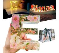 NNBWLMAEE Floral Resin Night Light, 2024 Creativity Floral Resin Night Lights Alphabet, Can Be Freely Combined, Suitable for Various Holiday Gifts and Home Decorations (A)