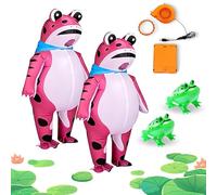 NNBWLMAEE Frog Costume Inflatable, Blow up Frog Costume Adult, Adult/Child with Air Pump for Halloween Cosplay Party, Full Body Frogs man Character (Pink*2,L)