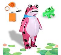 NNBWLMAEE Frog Costume Inflatable, Blow up Frog Costume Adult, Adult/Child with Air Pump for Halloween Cosplay Party, Full Body Frogs man Character (Pink,S)