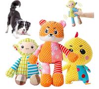 NNBWLMAEE Immortal Squeaker Plush Toy for Aggressive Chewers, Immortal Squeaker Plush Toy, Invincible Robustpig, Made for Your Heavy Chewers (Tiger+Sheep+Chicken)