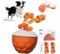 NNBWLMAEE Interactive Dog Ball Toy, 2026 New Smart Automatic Active Active Rolling Ball with Tail for Dogs, Rechargeable Chase Buddy Dog Toy, With 2 Ropes, for Puppy Small Medium (Orange-a)