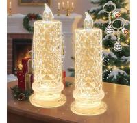 NNBWLMAEE LED Crystal Candle Lights, 2025 New Realistic Rose Shadow LED Flameless Candles, Romantic Flickering Battery Operated Candles, for Valentines Anniversary Wedding Christmas Decorations (2A)