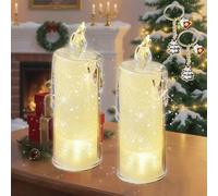 NNBWLMAEE LED Crystal Candle Lights, 2025 New Realistic Rose Shadow LED Flameless Candles, Romantic Flickering Battery Operated Candles, for Valentines Anniversary Wedding Christmas Decorations (2F)