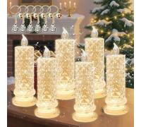 NNBWLMAEE LED Crystal Candle Lights, 2025 New Realistic Rose Shadow LED Flameless Candles, Romantic Flickering Battery Operated Candles, for Valentines Anniversary Wedding Christmas Decorations (6A)