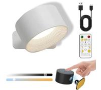NNBWLMAEE Lights of Sweden Wall Lights, Infinity - Wall Lamp, Rechargeable Wall Lamp Wireless Light for Bathroom, Living, Kitchen, 3 Color Temperatures & Dimmable, 360°Rotation (White*1 Remote)