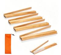 NNBWLMAEE Mahjong Racks with Pushers Set of 4, Non-Slip 2-in-1 Mahjong Racks with Integrated Pushers, Mahjongs Tile Rack Set for American, Traditional Mahjongs & Board Game Home Club Party Use (Wood)