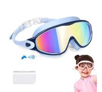 NNBWLMAEE My Cool Summer Goggles, Hd Large Frame Waterproof and Anti-Fog Swimming Goggles, with 180°Panoramic Lenses, Leak-Proof Silicone Frame, Ear Plugs Nose Clip, for Audlt Kids (B, Children)