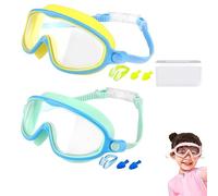 NNBWLMAEE My Cool Summer Goggles, Hd Large Frame Waterproof and Anti-Fog Swimming Goggles, with 180°Panoramic Lenses, Leak-Proof Silicone Frame, Ear Plugs Nose Clip, for Audlt Kids (A+C, Adult)