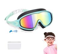 NNBWLMAEE My Cool Summer Goggles, Hd Large Frame Waterproof and Anti-Fog Swimming Goggles, with 180°Panoramic Lenses, Leak-Proof Silicone Frame, Ear Plugs Nose Clip, for Audlt Kids (D, Children)