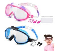 NNBWLMAEE My Cool Summer Goggles, Hd Large Frame Waterproof and Anti-Fog Swimming Goggles, with 180°Panoramic Lenses, Leak-Proof Silicone Frame, Ear Plugs Nose Clip, for Audlt Kids (B+C, Children)