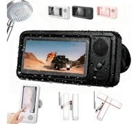 NNBWLMAEE Phone Holder, Aqua Play Phone Holder with Speaker, Aqua Play Shower Phone Case - Waterproof/Fog-Proof, HD Touch Screen, 360° Rotation, Angle Adjustable, Enhanced Sound Quality (Black)