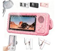 NNBWLMAEE Phone Holder, Aqua Play Phone Holder with Speaker, Aqua Play Shower Phone Case - Waterproof/Fog-Proof, HD Touch Screen, 360° Rotation, Angle Adjustable, Enhanced Sound Quality (Pink)