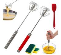 NNBWLMAEE Stainless Steel Semi-Automatic Whisk, Rotating Push Mixer Stirrer, Effortless Whisking, Compact, Convenient, and Efficient Hand Push Whisk Design (2Pcs-31CM)