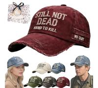 NNBWLMAEE Still Not Dead Cap Hard to Kill Hat - Funny Saying Humorous Baseball Caps, Vintage Dad Hat Break Distressed for Men Women (Classic red)