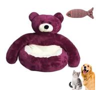 NNBWLMAEE Teddy Bear Dog Bed with Hugging Arms, Soft Plush Warm Non-Slip Cuddle Bear Pet Bed, Semi-Enclosed Cuddle Pet Sofa, with Detachable Washable Cover for Cat and Small Dogs (E,M(18.1in))