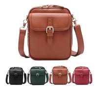 NNBWLMAEE Urvashi Crossbody Leather Bag, Sculpture Crossbody Bags, Multi-Layer Vintage Anti Theft Shoulder Bags with 10 Card Slots (Brown)