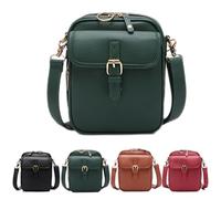 NNBWLMAEE Urvashi Crossbody Leather Bag, Sculpture Crossbody Bags, Multi-Layer Vintage Anti Theft Shoulder Bags with 10 Card Slots (Green)