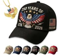 NNBWLMAEE USA 250th Anniversary Hat, Eagle & Liberty - United States 250th Anniversary Hat, Adjustable Retro Washed Cap for Men Women (Black2)