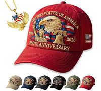 NNBWLMAEE USA 250th Anniversary Hat, Eagle & Liberty - United States 250th Anniversary Hat, Adjustable Retro Washed Cap for Men Women (Red)
