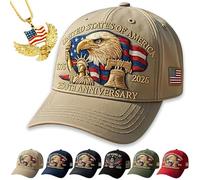 NNBWLMAEE USA 250th Anniversary Hat, Eagle & Liberty - United States 250th Anniversary Hat, Adjustable Retro Washed Cap for Men Women (Khaki)