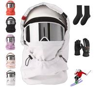 NNBWLMAEE Waterproof Fleece-Lined Hood, Winter Windproof Full Cover, Cold-Proof Thickened Ski Mask, Hat Unisex (White)