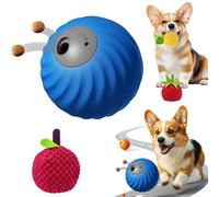 NNBWLMAEE Zoomie Buddy 2.0, 2025 Newly Upgraded 2 in 1 Interactive Dog Toys Dog Ball ＆ Pet Feeder with Fruit Plush Cover, To Keep Dogs Busy for/Small/Medium/Large, USB Rechargeable (Blue+A)