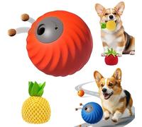 NNBWLMAEE Zoomie Buddy 2.0, 2025 Newly Upgraded 2 in 1 Interactive Dog Toys Dog Ball ＆ Pet Feeder with Fruit Plush Cover, To Keep Dogs Busy for/Small/Medium/Large, USB Rechargeable (Orange+C)
