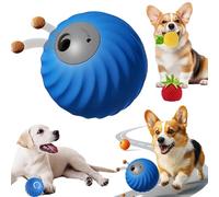 NNBWLMAEE Zoomie Buddy 2.0, 2025 Newly Upgraded 2 in 1 Interactive Dog Toys Dog Ball ＆ Pet Feeder with Fruit Plush Cover, To Keep Dogs Busy for/Small/Medium/Large, USB Rechargeable (Blue)