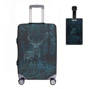 NNCSNE Elchss Elastic Suitcase Protective Cover + Luggage Tag Set of 2 Suitcase Cover Luggage Cover Luggage Cover Washable Print Luggage Cover 18-32 Inches, R1, M(22-24in), Suitcase cover