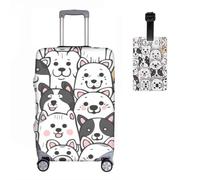 NNCSNE Hundss Elastic Suitcase Protective Cover + Luggage Tag Set of 2 Suitcase Cover Luggage Cover Luggage Cover Washable Print Luggage Cover 18-32 Inches, R1, M(22-24in), Suitcase cover