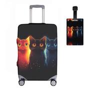 NNCSNE Katzess Elastic Suitcase Protective Cover + Luggage Tag Set of 2 Suitcase Cover Luggage Cover Luggage Cover Washable Print Luggage Cover 18-32 Inches, R1, M(22-24in), Suitcase cover