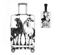 NNCSNE Pferdss Elastic Suitcase Protective Cover + Luggage Tag Set of 2 Suitcase Cover Luggage Cover Luggage Cover Washable Print Luggage Cover 18-32 Inches, R1, M(22-24in), Suitcase cover