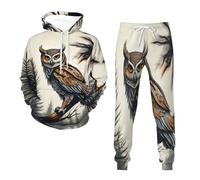 NNCSNE Unisex 3D Owl Animal Hoodie Men's and Women's Casual Sweatshirt Fitness Sports Suit Hooded Sweatshirt, 6, M