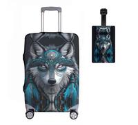 NNCSNE Wolfss Elastic Suitcase Protective Cover + Luggage Tag Set of 2 Suitcase Cover Luggage Cover Luggage Cover Washable Print Luggage Cover 18-32 Inches, R1, M(22-24in), Suitcase cover
