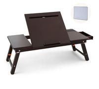Nnewvante Laptop Bed Desk Bamboo Lap Table with Tablet Slot Height & Angle Adjustable Computer Lap Desk with Drawer Breakfast Serving Tray for Bed Floor, Black Walnut