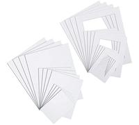 NNFEPRT 24 Pieces Packaging Photo Set, Includes 12 Pre-Cut White Picture Mat Anti-Acid Display Frame and Core Bevel Cutting Board for Artwork,(5 x 7, 8 10, 11 14 Inch)