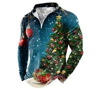 NNGOTD Christmas Jumpers for Men 3D Printed Snowman Reindeer Long Sleeve Jumper Sports Leisure Fleece Crewneck Jumper Sweater Plain Workwear Reindeer Costume Men (Dark Blue,XXL)