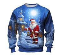 NNGOTD Christmas Jumpers for Men Unisex Funny Cute Red Reindeer Ugly Christmas Sweater Festive Xmas Sweaters 3D Print Sweatshirts Work and Longe Wear Snowman Outfit Adult (Dark Blue,M)
