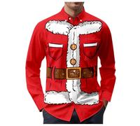 NNGOTD Christmas Shirt for Men UK Red Wine Glass Print Short Sleeve Button Down Casual Jack-O-Lantern Hawaiian Shirt Theme Party Clothes Xmas Fancy Dress for Adults Men (White,XL)