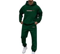 NNGOTD Fashion Men's Tracksuits Contrast String Fleece Tracksuit Hoodie Top Bottoms Joggers Gym Set Draw Code Tracksuit Sport Suit Textured Jumper and Joggers Holiday Clothes (Dark Green, XL)
