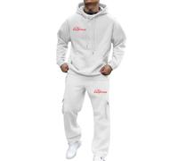 NNGOTD Fashion Men's Tracksuits Gym Jogging Top Bottoms Joggers Workout Fitness Running Sweat-Suits Sportswear Set with Zip Pockets Gym Sets Sweatsuit for Men UK Holiday Clothes (White, XXL)
