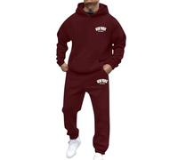 NNGOTD Full Tracksuit Set Mens Hooded Jacket Sweatsuits Jogging Tops Full Zip Joggers Sports Sweatsuit with Pockets Sweat Outfit Comfortable Sports Track Suit Holiday Clothes (L) Wine