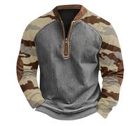 NNGOTD Halloween Mens 1/4 Zip Fleece Sweater Heavy Weight Hiking Outdoor Camping Warm Jumper Pullover Half-Zip Streetwear Matching Family Christmas Jumpers (18-Brown, L)