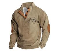 NNGOTD Halloween Men's Active Sports Shirts 1/4 Zip Long Sleeve Running T-Shirts Quick-Dry Pullover Tops Outdoor Polo Shirt Parka Sport Wear Xmas Jumpers (Coffee, S)
