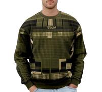 NNGOTD Halloween Mens Cable Knit Jumper Thick Weave Pullover Winter Fisherman Knitted Sweater Long Sleeve Warm Leisure Wear Matching Christmas Jumpers for Family (3-Army Green, M)
