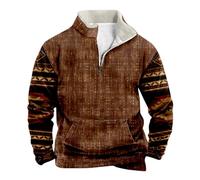 NNGOTD Halloween Men's Casual Hoodies Sweatshirt Hipster Gym Long Sleeve Drawstring Plaid Jacquard Pullover Hooded Parka Leisure Wear Christmas Jumpers Light Up (Brown, XL)