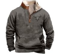NNGOTD Halloween Men's Fleece Jumper 1/4 Zip Fleece Tops Stand Collar Long Sleeve Warm Winter Sweatshirts for Outdoor Hiking Fishing Work Overcoat Mens Christmas Jumpers (Grey-m, S)