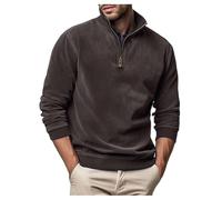 NNGOTD Halloween Men's Fleece Quarter Zip Sweatshirts Winter Half Zip Jumper Outdoor Thermal Pullover Hiking Jacket Sweaters Outwear Workwear Christmas Tops for Men UK (Brown, XXL)