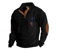 NNGOTD Halloween Men's Jumpers Crew Neck Knitted Sweaters Slim Fit Casual Lightweight Waffle Textured Long Sleeve Sweatershirts Overcoat Workwear Jesus Christmas Jumper (Black, L)